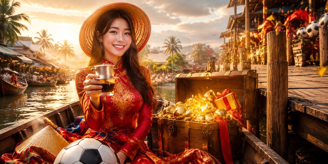 Người dùng vùng Mekong xem phân tích kèo cá cược bóng đá tại quán cà phê buổi tối